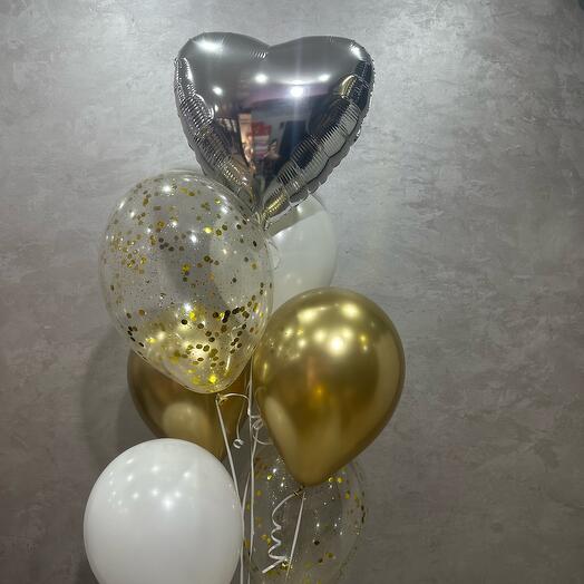 Фонтан шаров золото\серебро