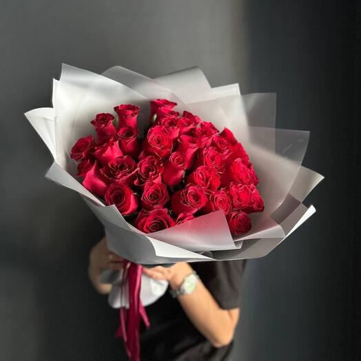 -20%АКЦИЯ🌹Букет моно классический/35 розы кенийские /красные розы/Цветы Уфа/Доставка Уфа