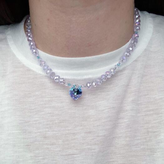 Лавандовый чокер из хрустальных бусин