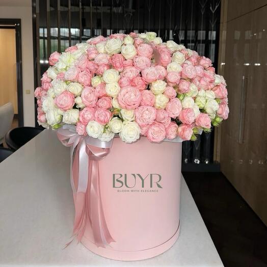 Романтическая Гармония в Розовом кустовые розы в коробке