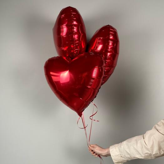Сет из 3 красных шаров-сердец 18  /46 см