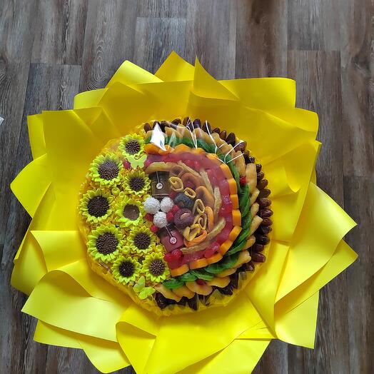 Большой букет из сухофруктов+шоколадных подсолнухов. Букет из сухофруктов. С годовщиной. Подарок маме