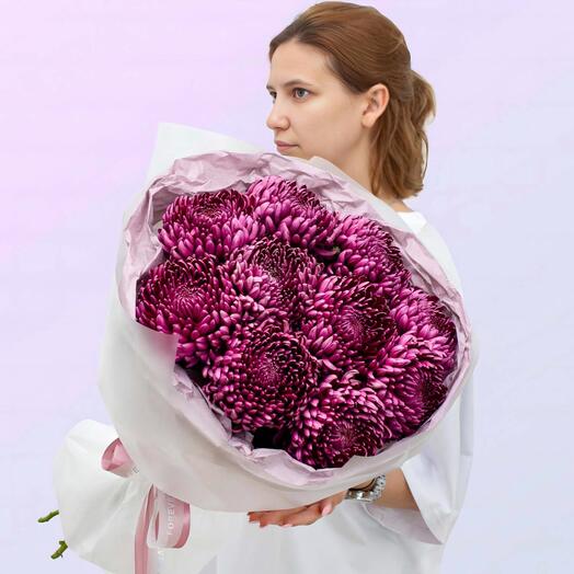 Bouquet of 9 large chrysanthemums "Autumn Magic"