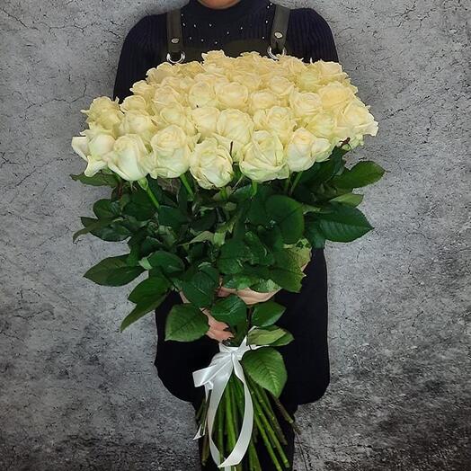 Букет "51 белых метровых роз"