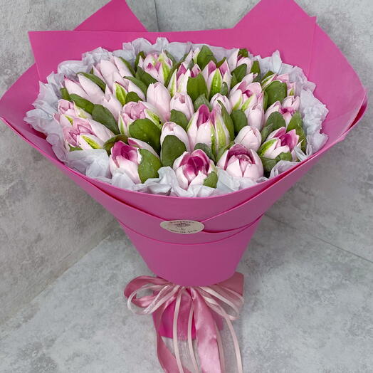 Букет зефирных тюльпанов «Фуксия»