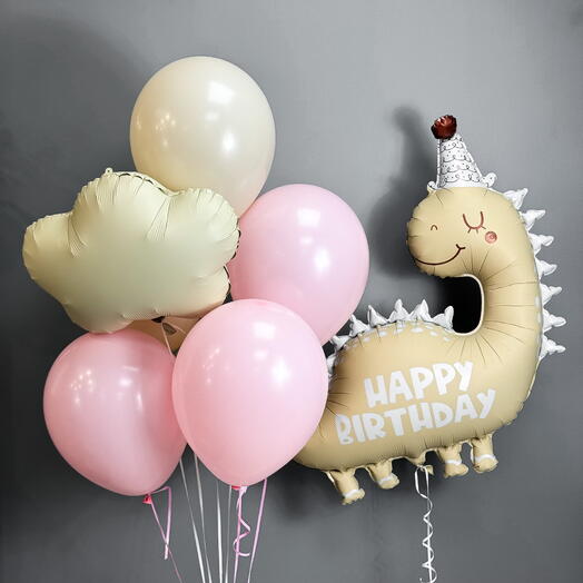 Набор Шаров Happy birthday с динозавром 1