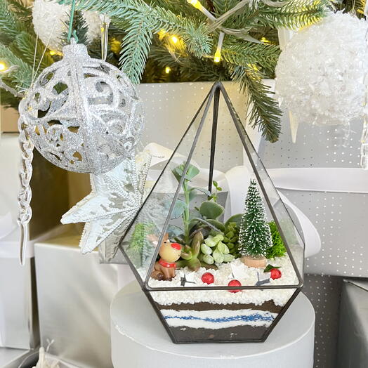 Новогодняя композиция с оленем подарок на Новый год