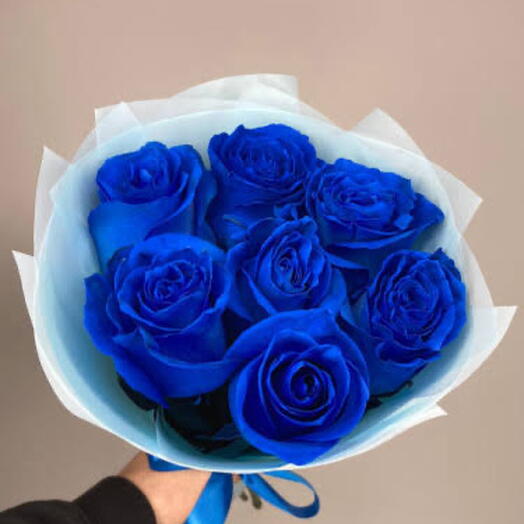 Роза синяя 7 шт