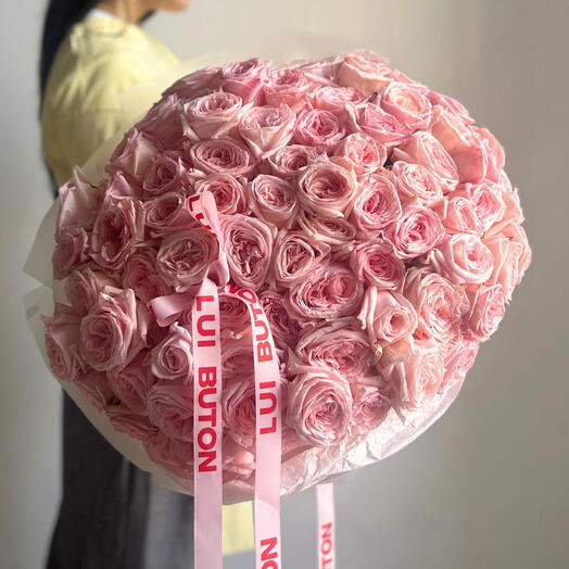 Bouquet "75 peony-shaped roses Pink O Hara"