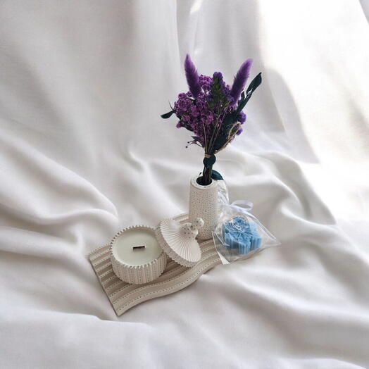 Декоративный подарочный набор с сухоцветами (зеленый)