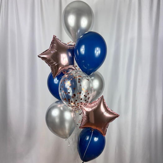 Набор воздушнвх шаров гелий 11 штук розовое золото. Set of helium balloons 11 pcs rose gold