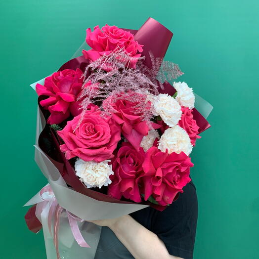 Букет французский роз с диантусами💕