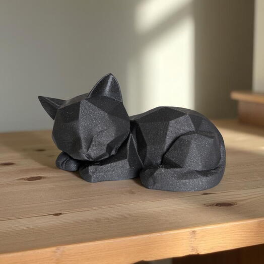 Статуэтка Кошка 3D интерьерная, декор для дома, черная
