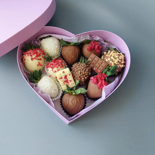 A set of chocolate-covered strawberries