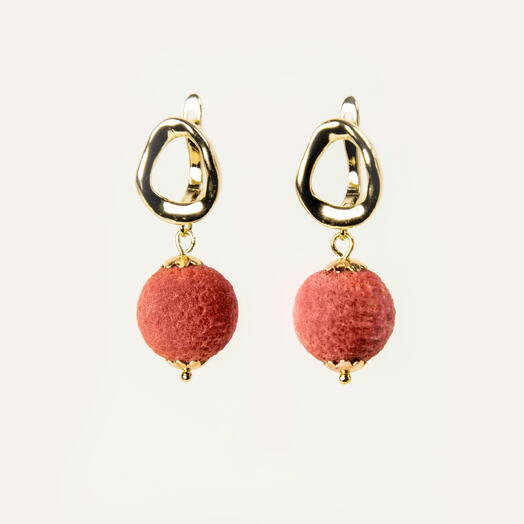 Серьги Какао Губчатый коралл 14K (EAR1136)