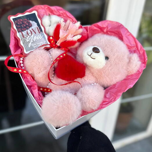 Подарочный бокс Love you с мягкой игрушкой