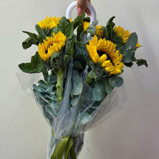 Umbrella with sunflowers
