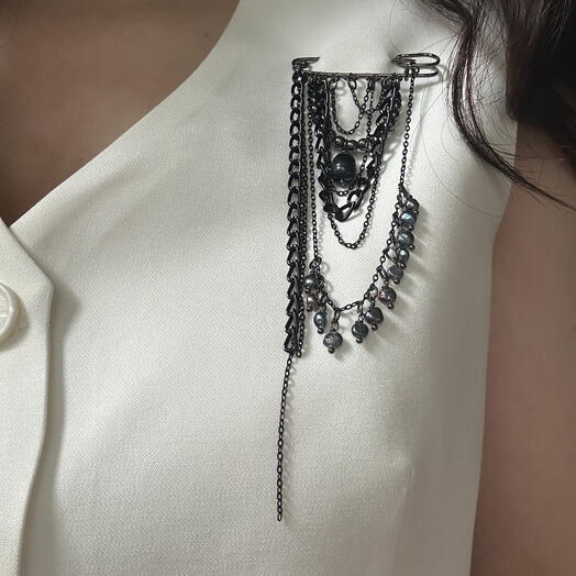 Брошь-булавка Black pearl