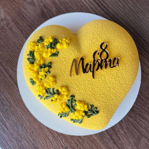 Торт подарок на 8 марта с мимозой