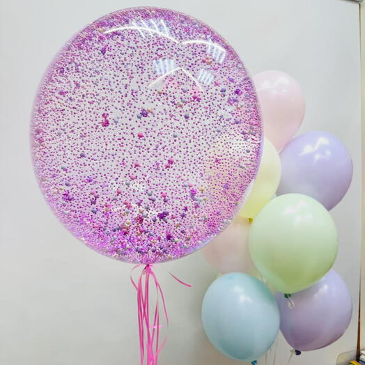 Воздушные шары макарунс с большим шаром Сфера, Deco Bubble