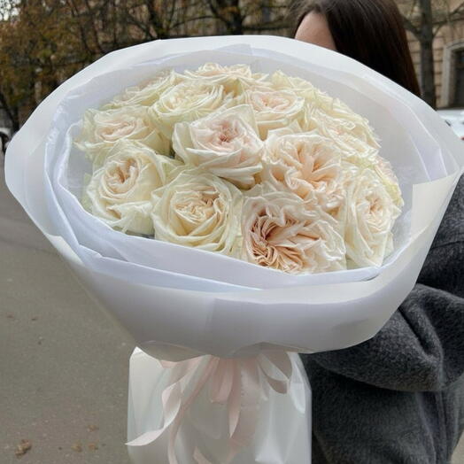 Ароматный букет из Розы Охара Ohara White* 15 шт