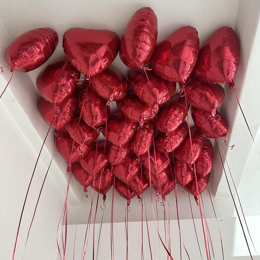 Шарики сердца под потолок 30шт