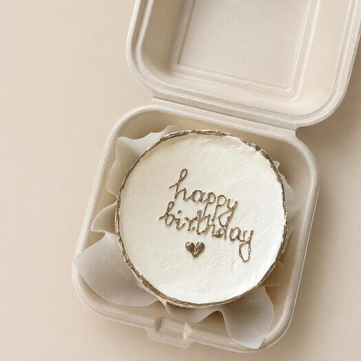 Бенто торт Happy birthday с золотым сердечком