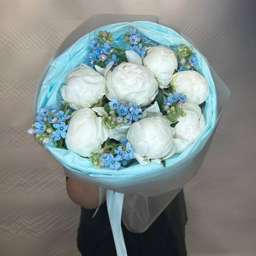 Белоснежные Пионы и Незабудки