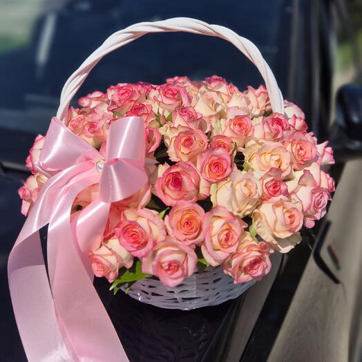 🔥АКЦИЯ 🔥Шикарная корзина из 75 розовых роз 💝