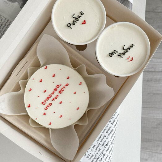 Набор бенто и 2 cake to go любимому, «Спасибо, что ты у меня есть»