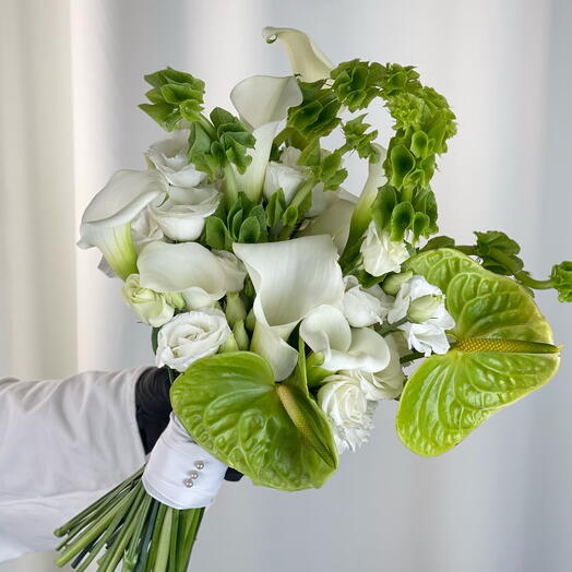 🌿Невероятный Свадебный букет в бело-зеленых сочных оттенках🌿