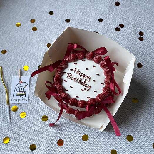 Бенто торт  «Ламбет»  с рюшами, бантиками «happy birthday» 600-650г