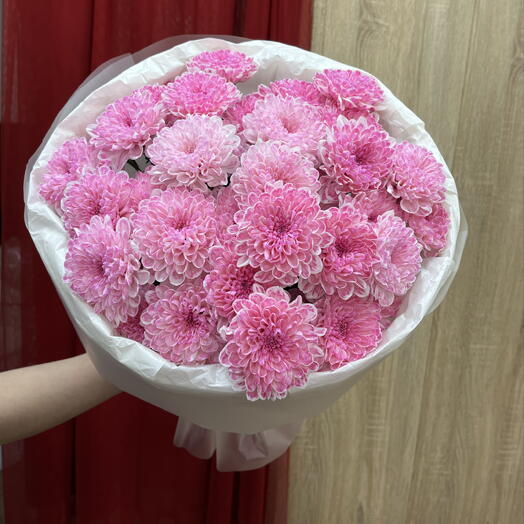 Букет из 9 розовых кустовых хризантем