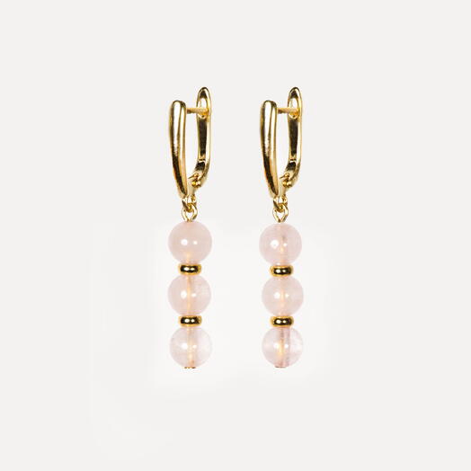 Серьги Самшит Розовый кварц 14K (EAR1160)