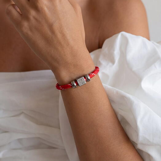 Красный браслет LU CORD RED[СЕРДЦЕ] девушке, жене, подруге, на подарок, на годовщину