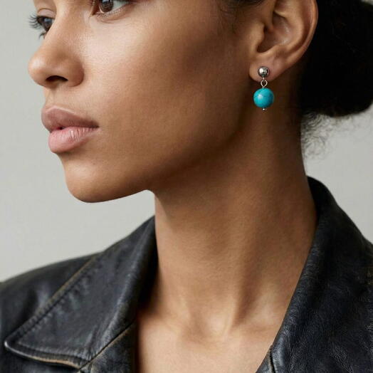 Серьги из натурального камня BASIC 6 BLUE для неё, любимой девушке, на подарок