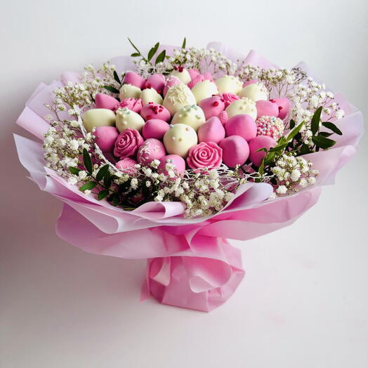 Букет из клубники в шоколаде Нежная роза 🌸