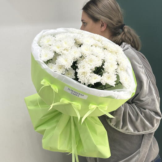 Букет зеленая радость из кустовых хризантем 💐