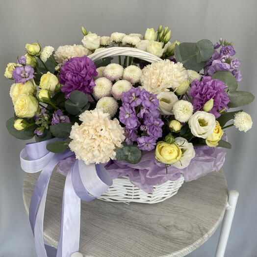 Композиция в корзине «Лавандовый Раф»💜