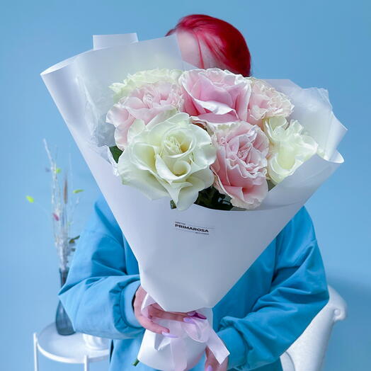 Букет из 7 французских роз Эквадор «Облачко» 🤍🌸 38370