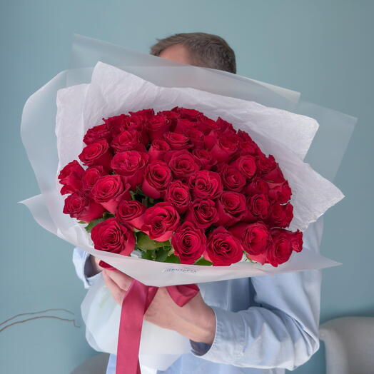 Букет из 51 красной розы Кения «Признание» 🌹 40987