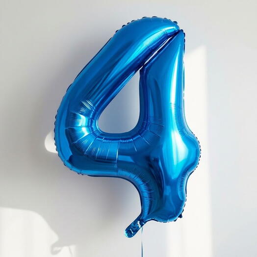Фольгированная цифра «4» в синем цвете, 102 см
