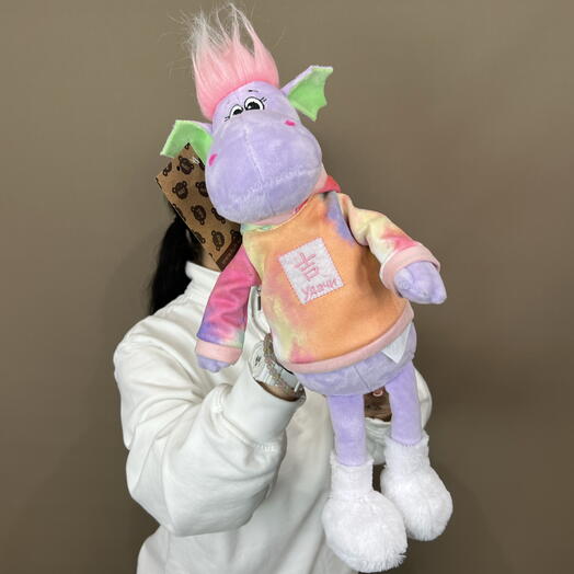 Мягкая игрушка Дино «Удачи» 💜🧡💜