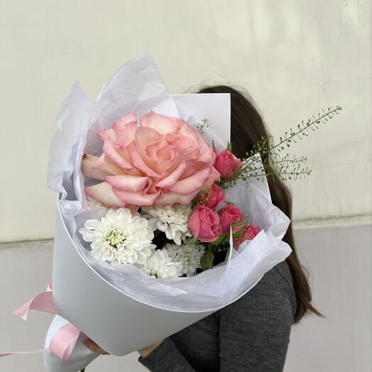 Любимому учителю 💐 авторский букет с розами французскими
