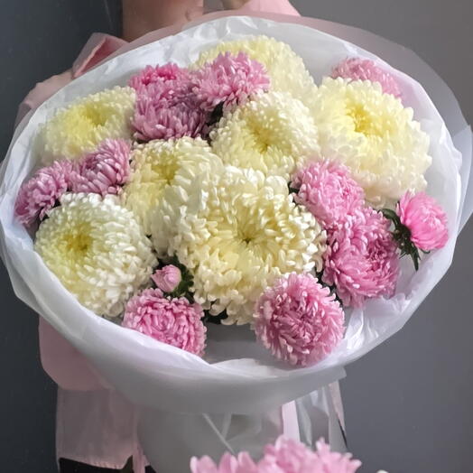 Зефирный Дуо-букет хризантемы и астры 💕