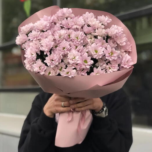 Букет из 9 розовых кустовых хризантем