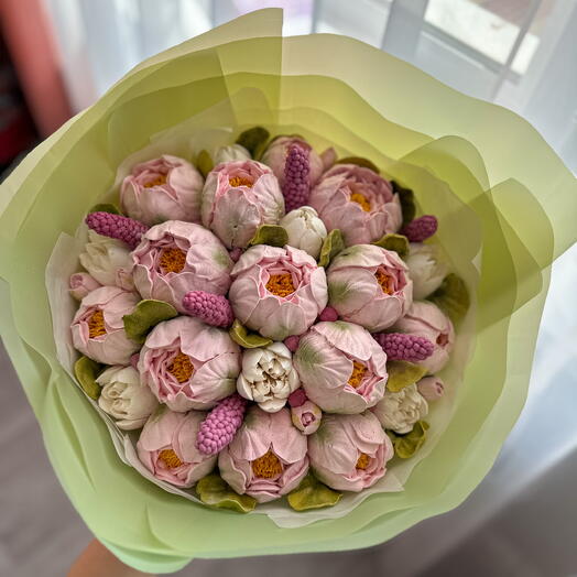 Букет пионы / тюльпаны розовый