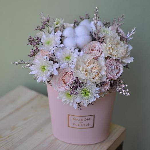 Peach marshmallow "Powdery fragrance", with peony rose and cotton