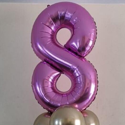 Фольгированный шар с гелием Восемь - 1 метр