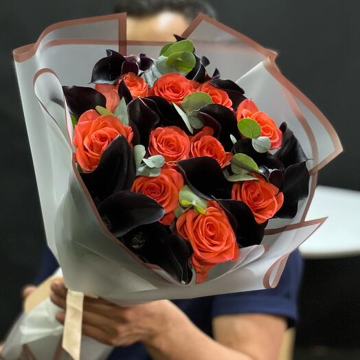 Ramo de calla y rosas